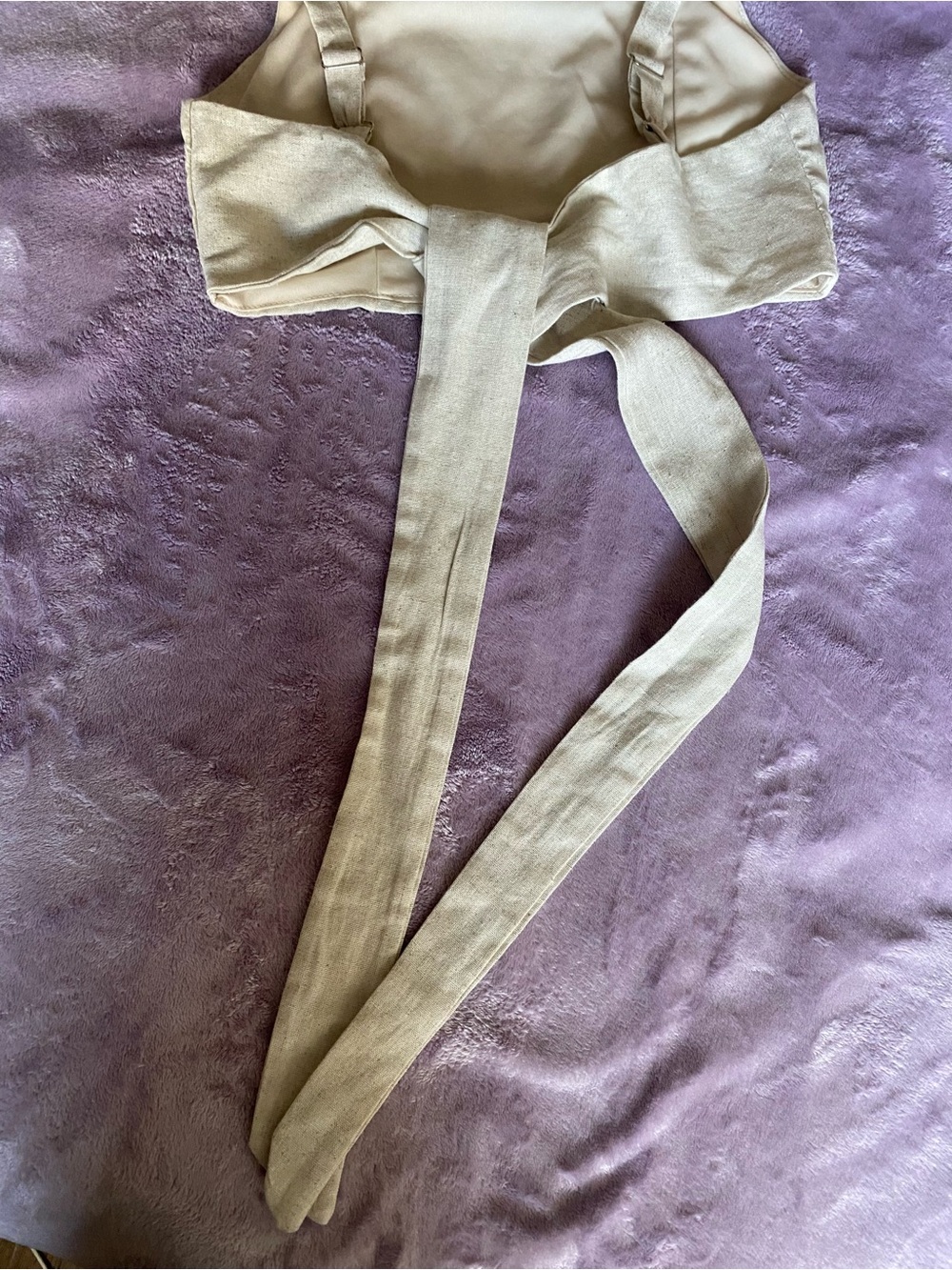 Altar’d State Beige Linen Blend Tie Back Crop Tank Top XS - Picture 3 of 9